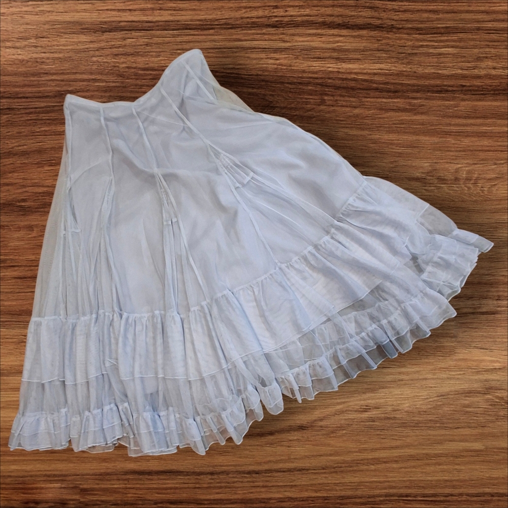 Together Blue Chiffon Ruffel Tiered Mesh High-Waisted Maxi Skirt Women Size 12 - Picture 7 of 16